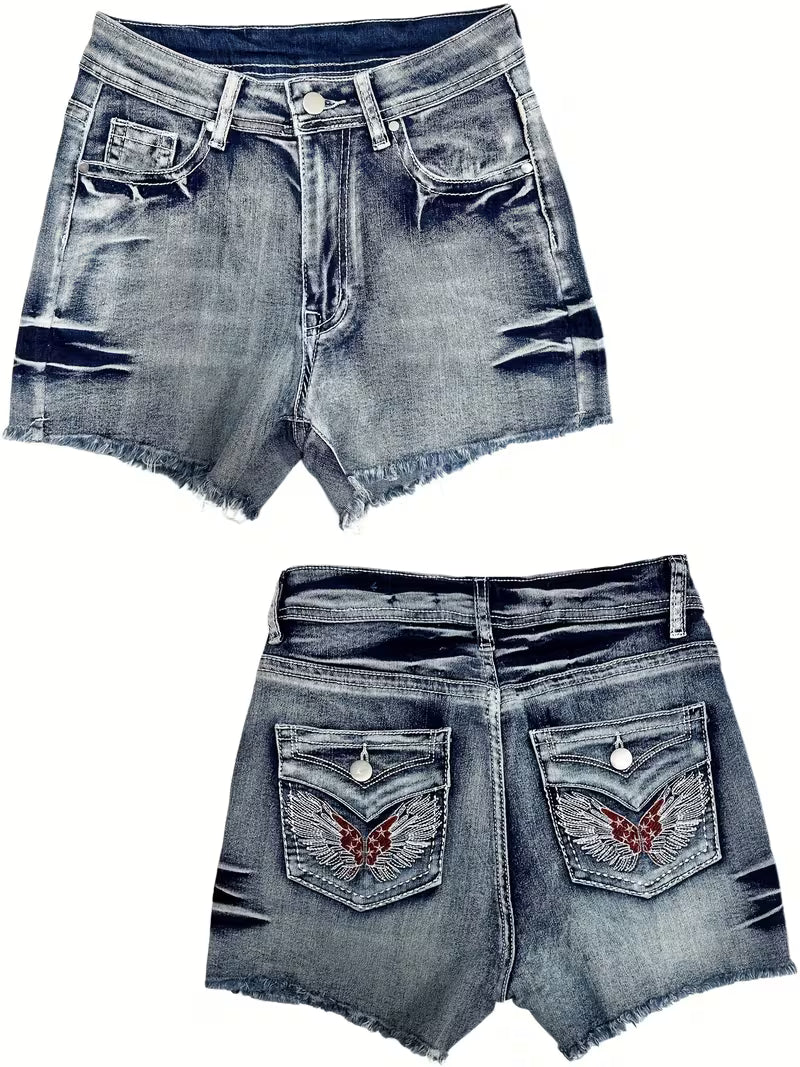 Mid-Rise Denim Shorts