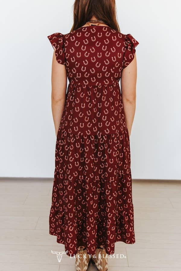 Horseshoe Ruffle Sleeve Dress