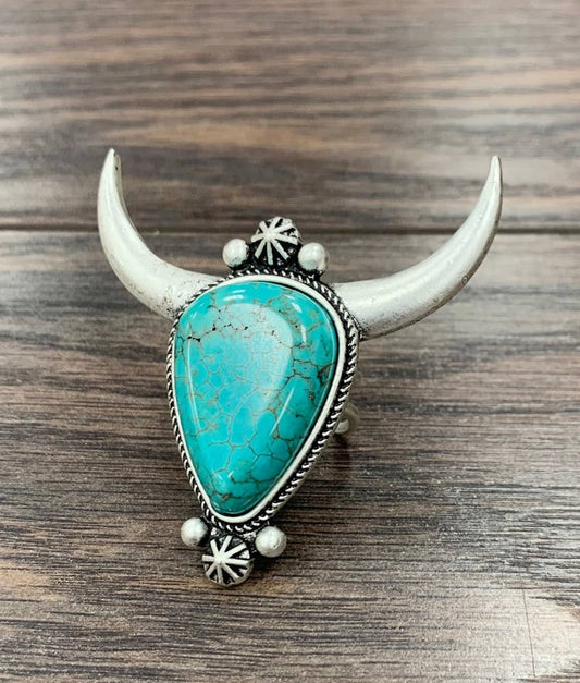 Longhorn Turquoise Adjustable Ring