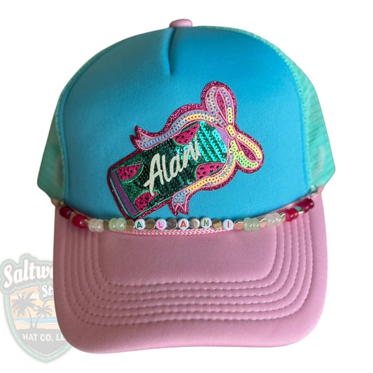 Watermelon Sequin Beaded Trucker Hat