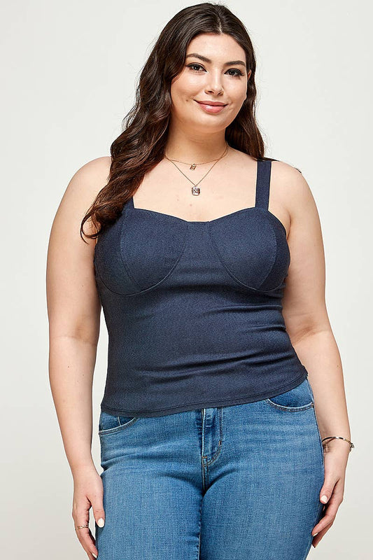Plus Size Denim Bustier Tank Top
