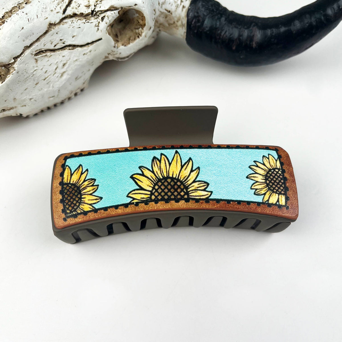 Brown/Turquoise Sunflower Claw