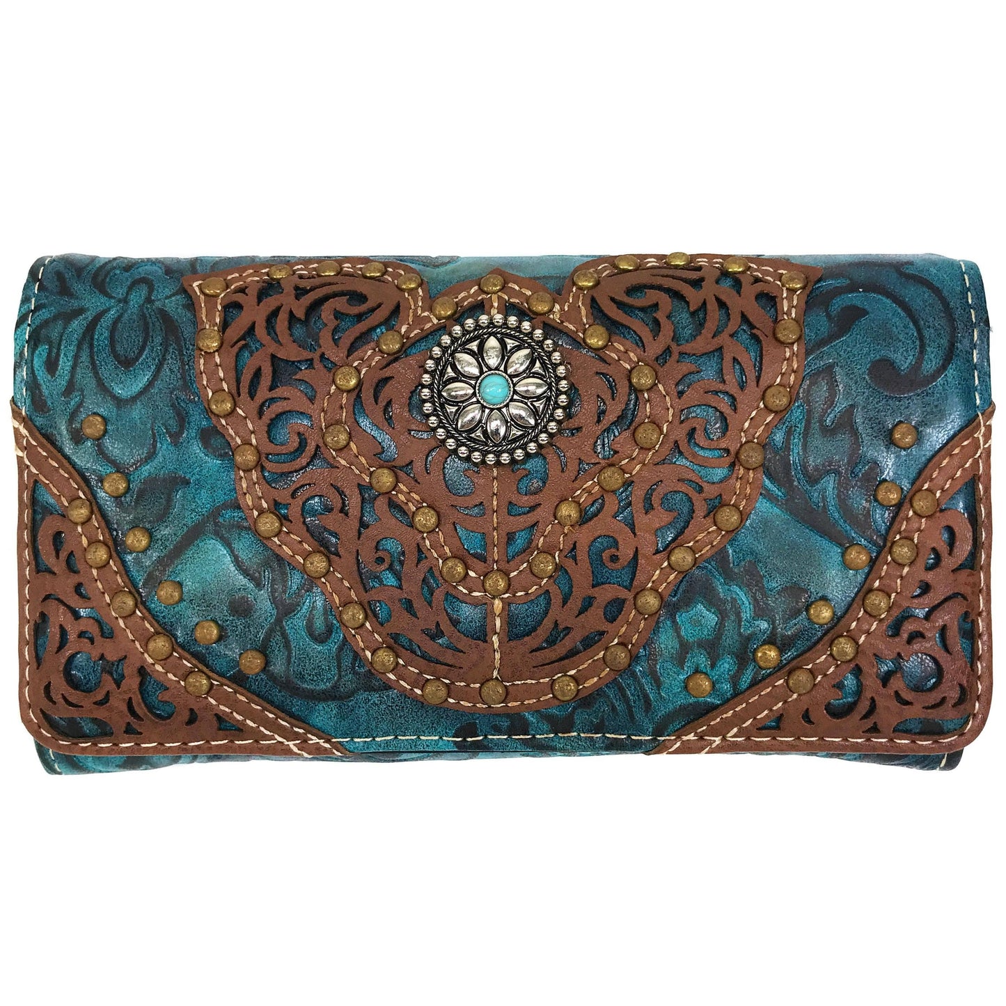 Floral Damask Medallion Crossbody Wallet