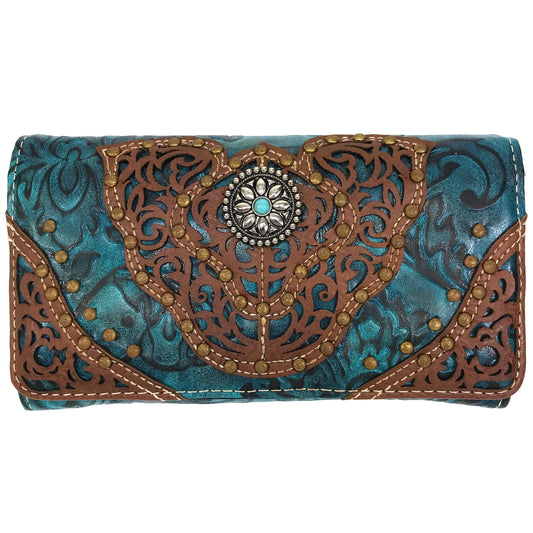 Floral Damask Medallion Crossbody Wallet