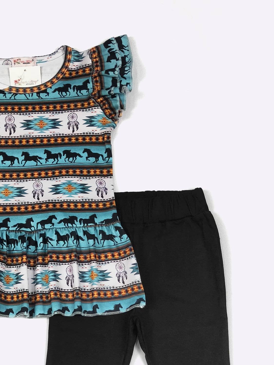 Turq Aztec Girls Set: 4t