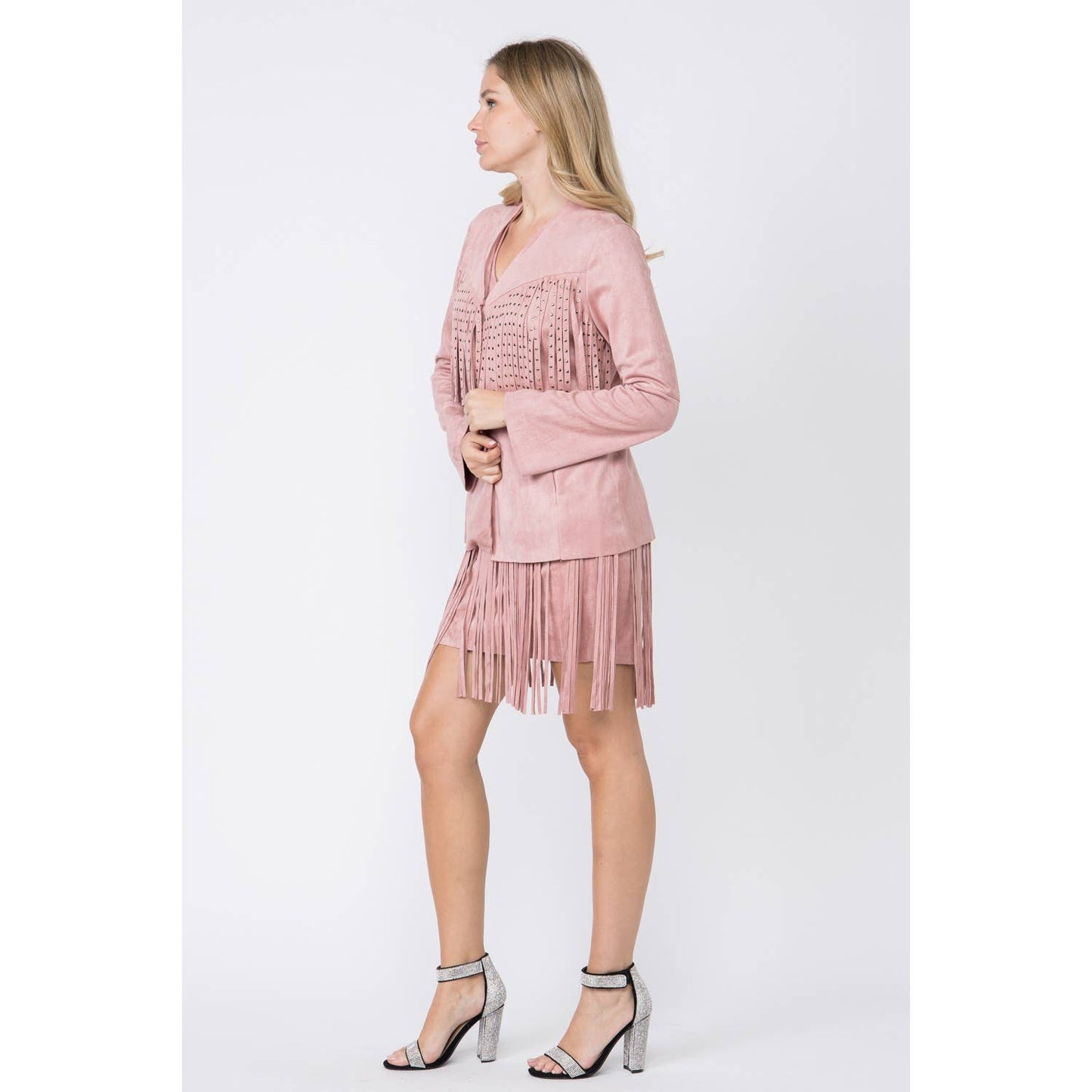 SUEDE NAILHEAD FRINGED JACKET