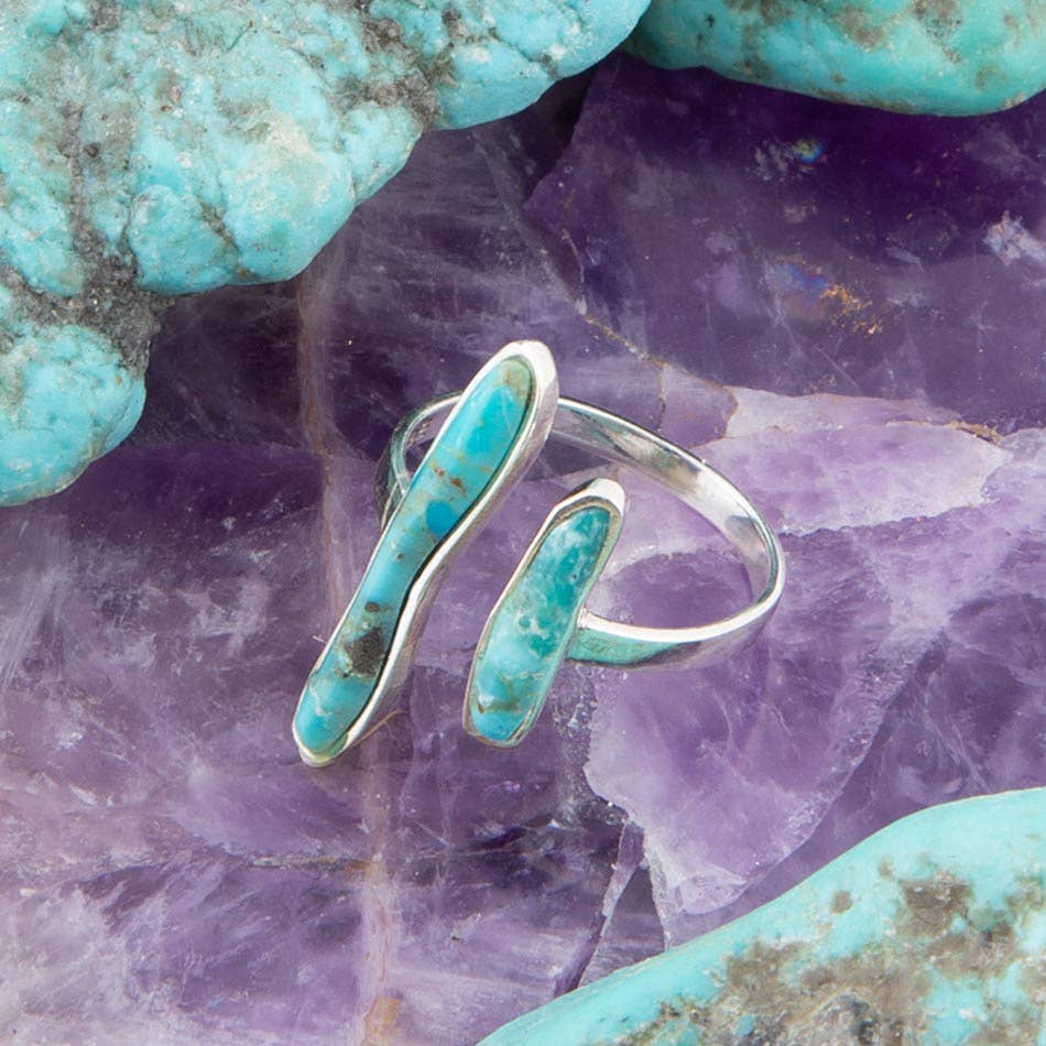 Genuine Blue Turquoise and Silver Ring