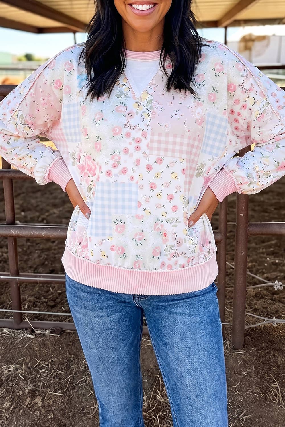 Pink Patchwork Pullover