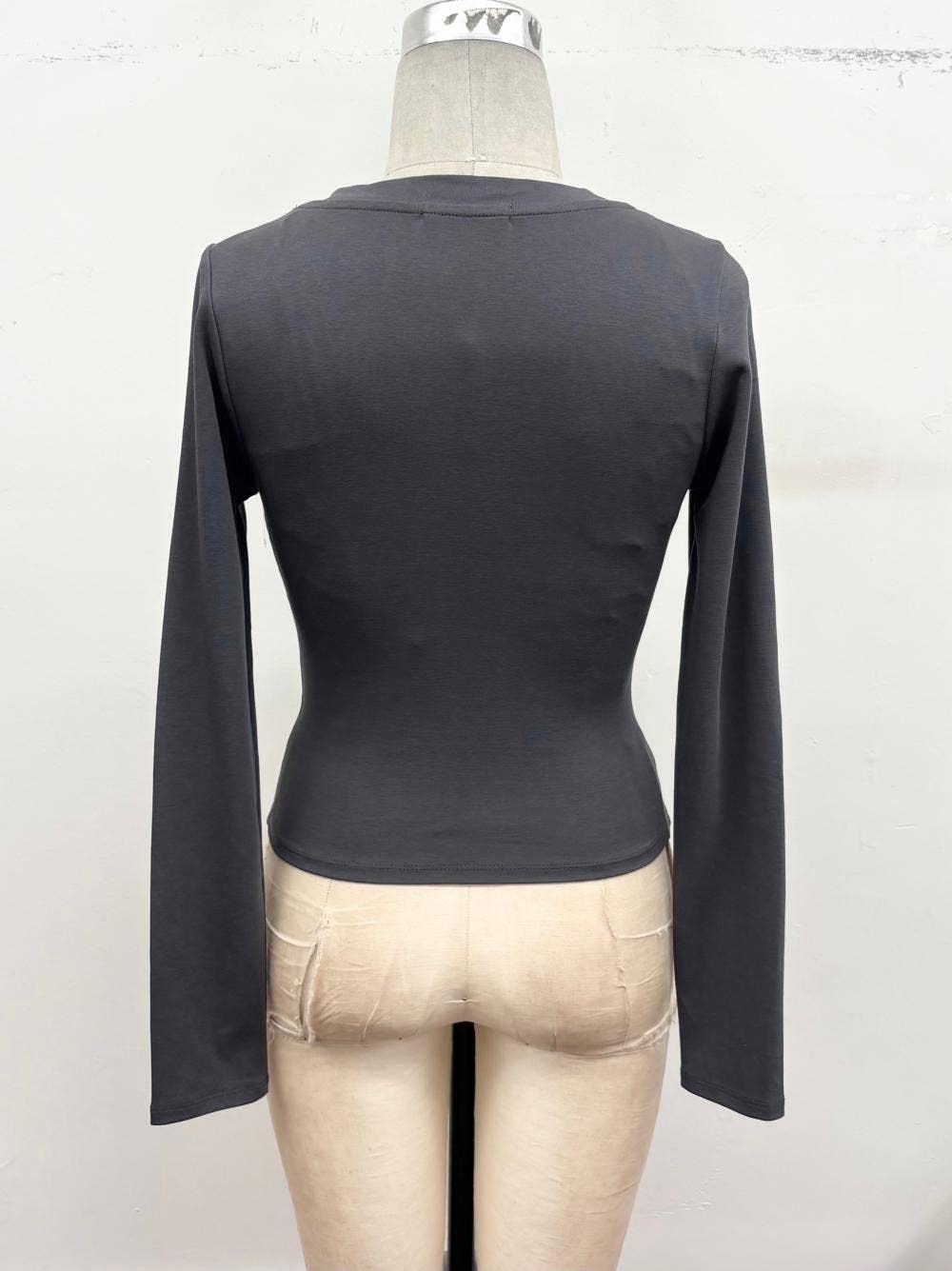 Studded V-Neck Long Sleeve