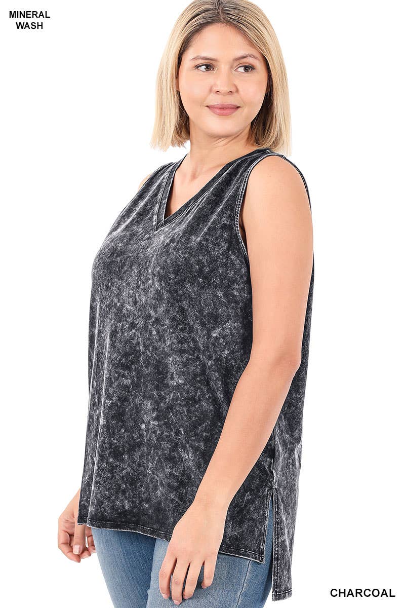 Mineral Wash Tank Top w/ Side-slit