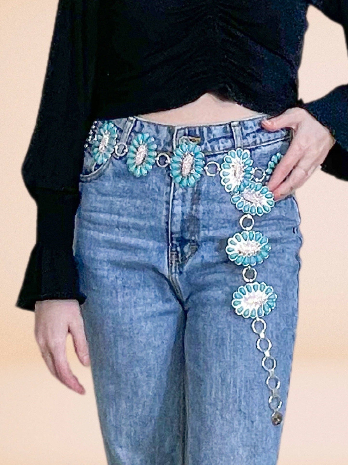 Silver and Turquoise Belt Plus Size