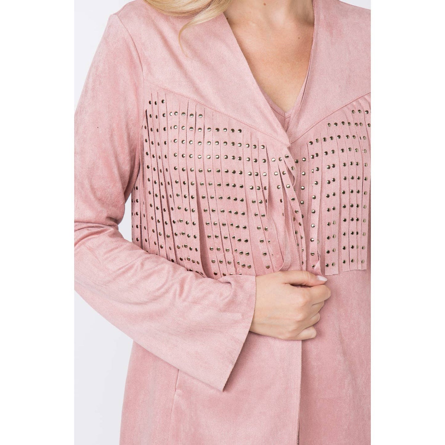 SUEDE NAILHEAD FRINGED JACKET