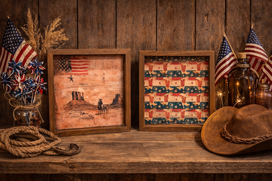 Western Americana 8x8 Box Framed Art Set