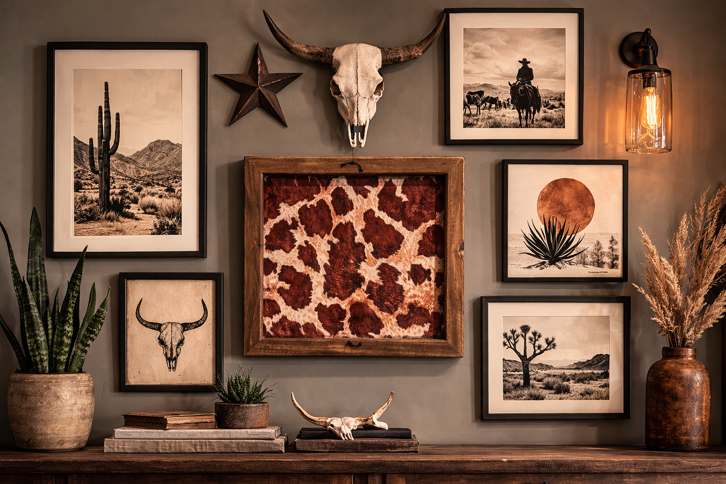 Cowhide 8x8 Box Framed Art
