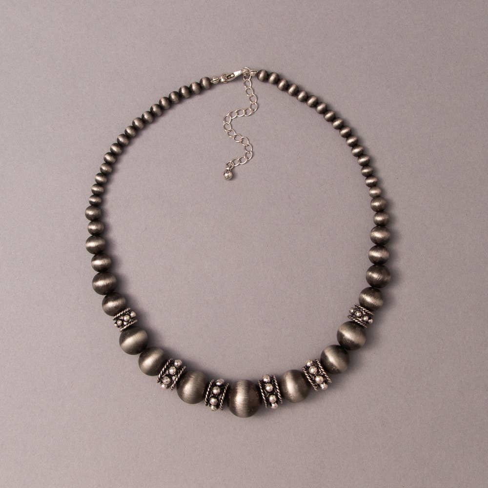 Beaded Necklace with Rhinestone Spacers