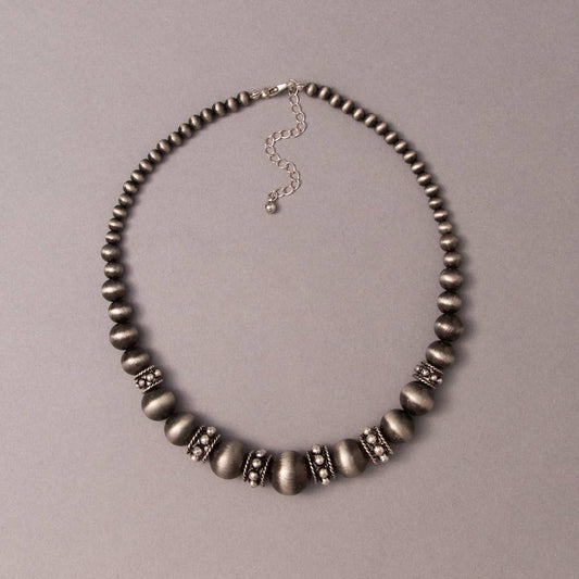 Beaded Necklace with Rhinestone Spacers