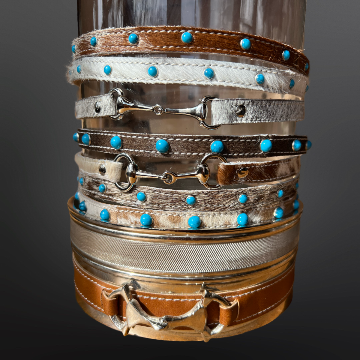 Hair On Cowhide Leather Snaffle Bit Hat Band