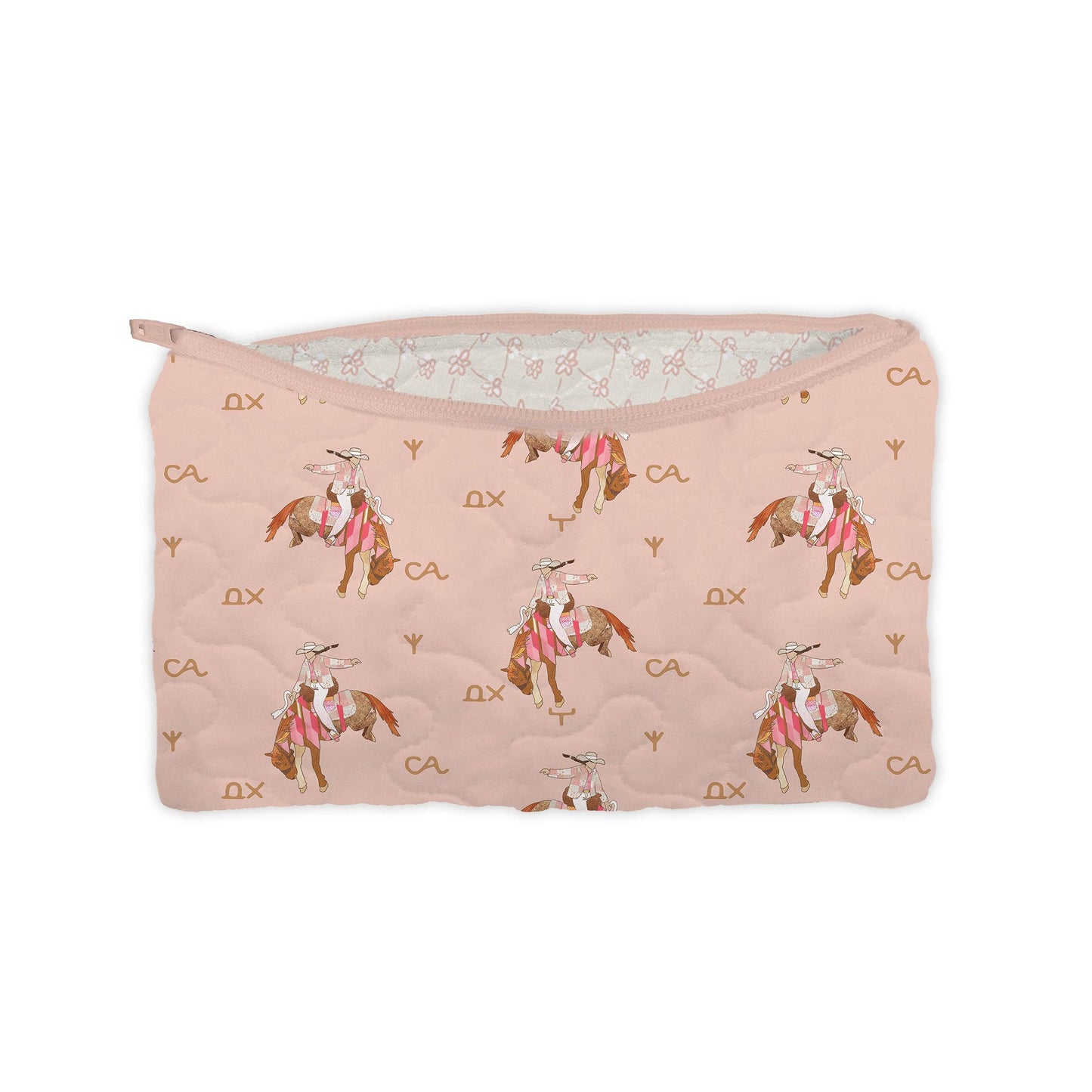 Casey Cowgirl Patchwork Rose Makeup Bag: Large