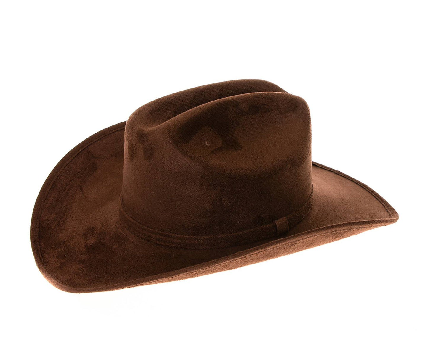 Premium Vegan Suede Cattleman Cowboy Hat-Dark Brown