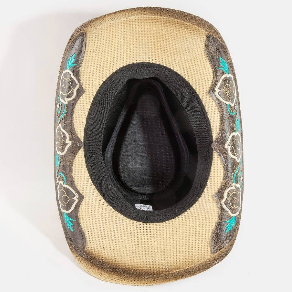 Western Butterfly Concho Detail Straw Cowboy Hat