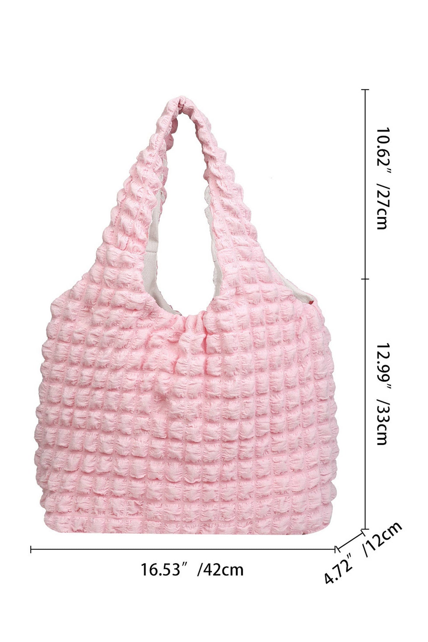 Pink Solid Bubble Textured Large Tote Bag
