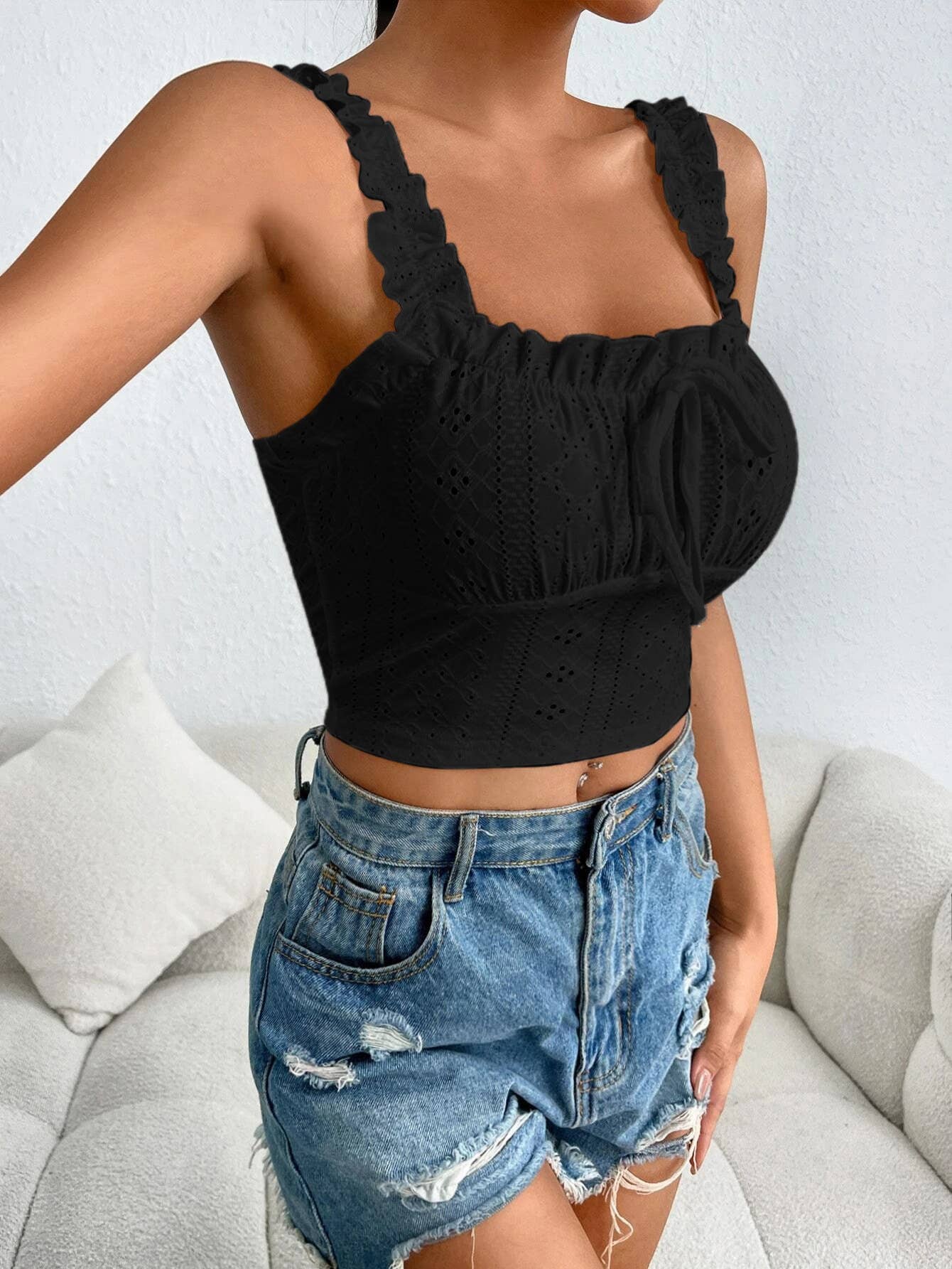 Elegant openwork lace bandeau top