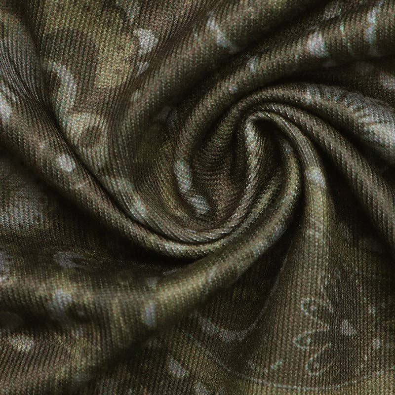 Boho Paisley Strapless Bandeau Handkerchief Top: Army Green / 95%Polyester 5% Elastane / M
