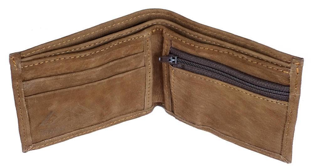 Leather Bifold Wallet: Textured Brown