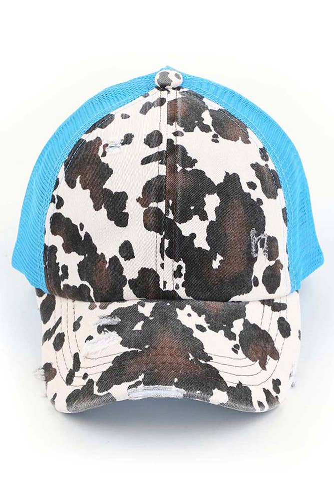 Cow Criss Cross Ponytail Hat