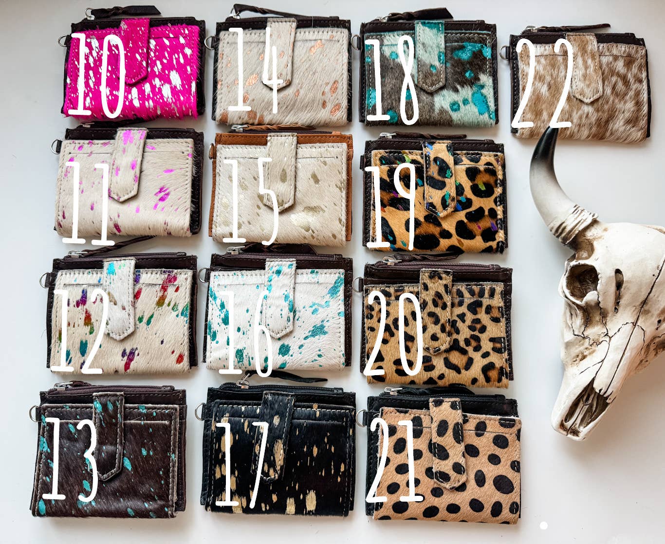 Dakota Wristlet Wallet - Western Cowhide Leather Credit Card: 15 - GOLD SPECS