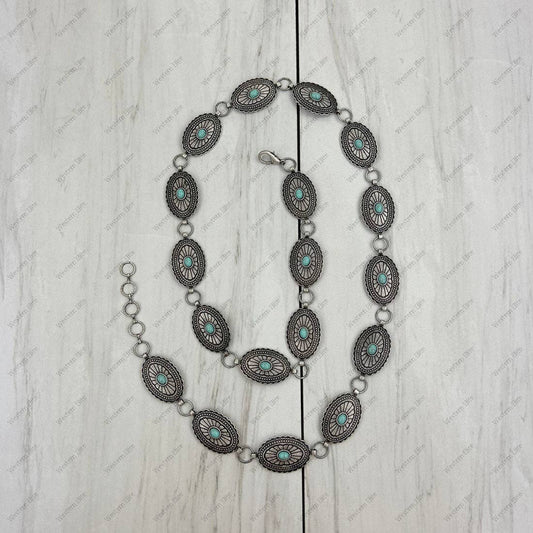 BLUE Oval Stone Belt
