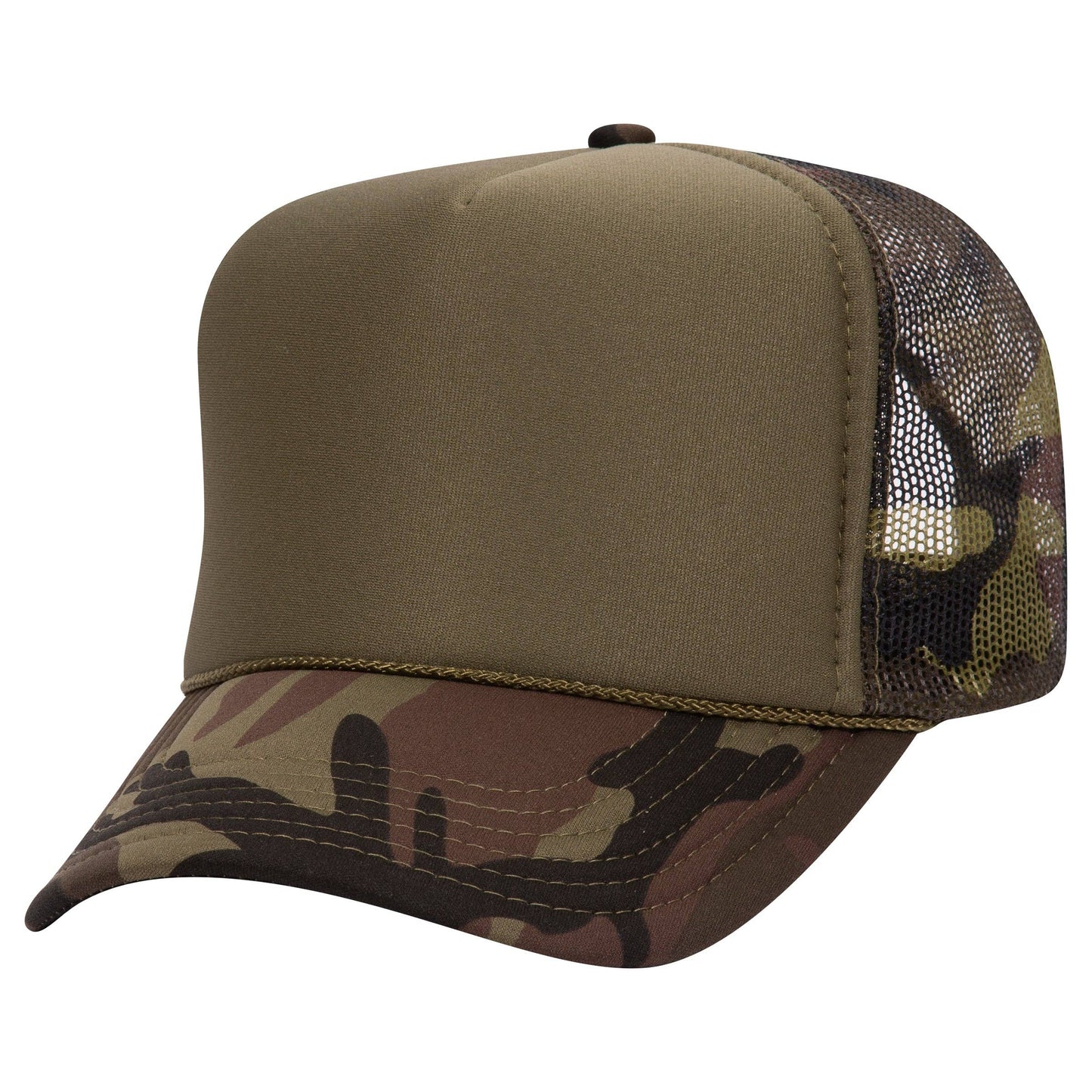 Otto 49-158 5-Panel High Crown Foam Trucker Hat - Camo: Camo/Olive/Camo 082108