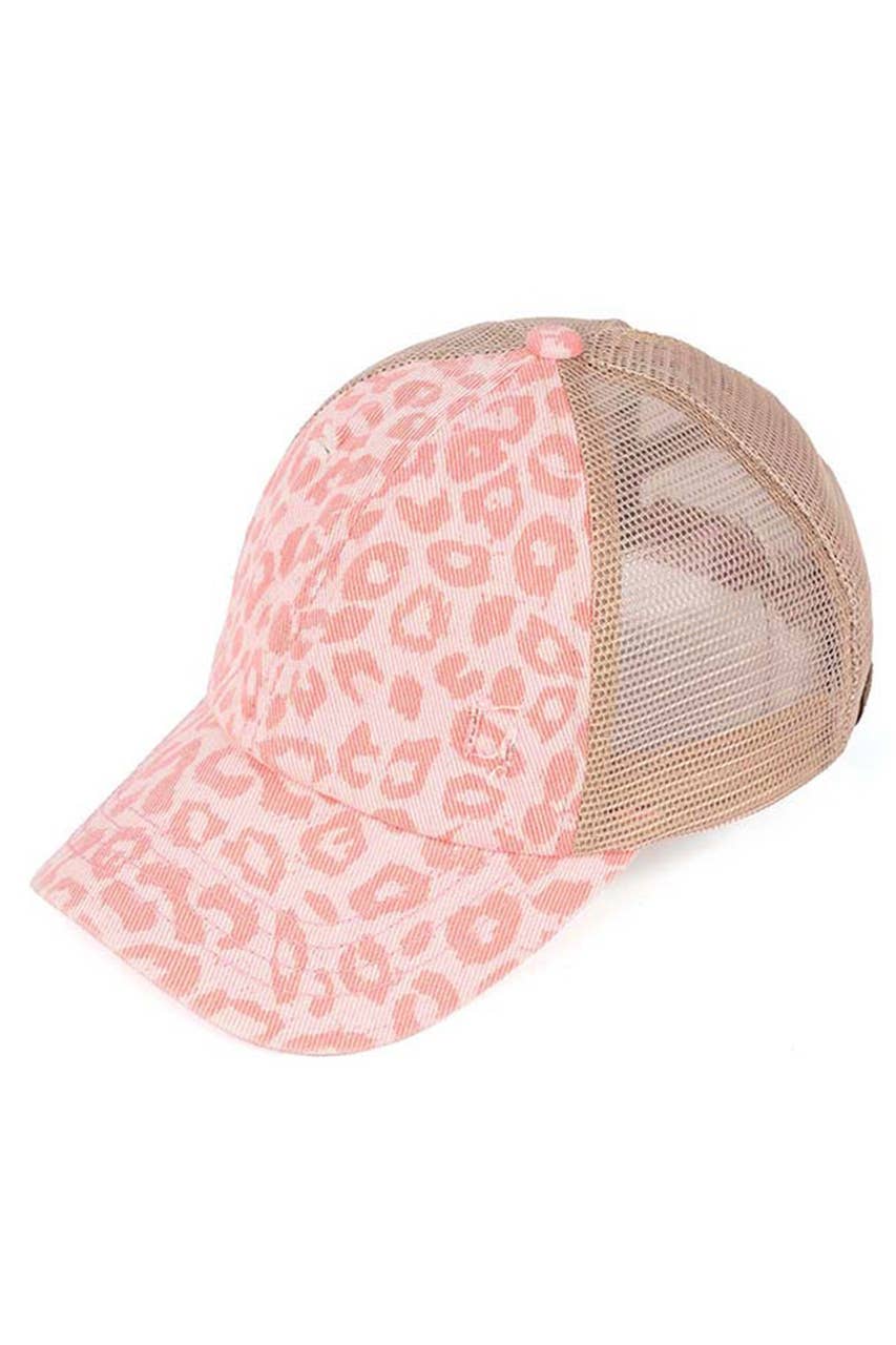 Leopard Ponytail Baseball Cap: