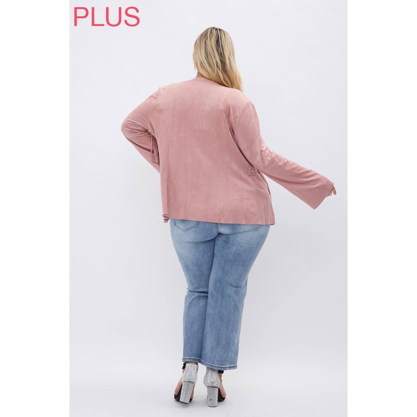 CURVY SUEDE NAILHEAD FRINGED JACKET