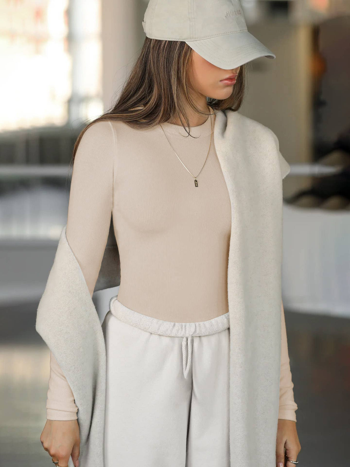 Ribbed Long Sleeve Crop Top: Navy / Missy / L