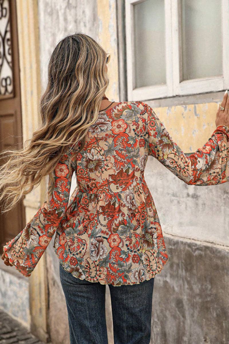Tie Front Bell Sleeve Blouse