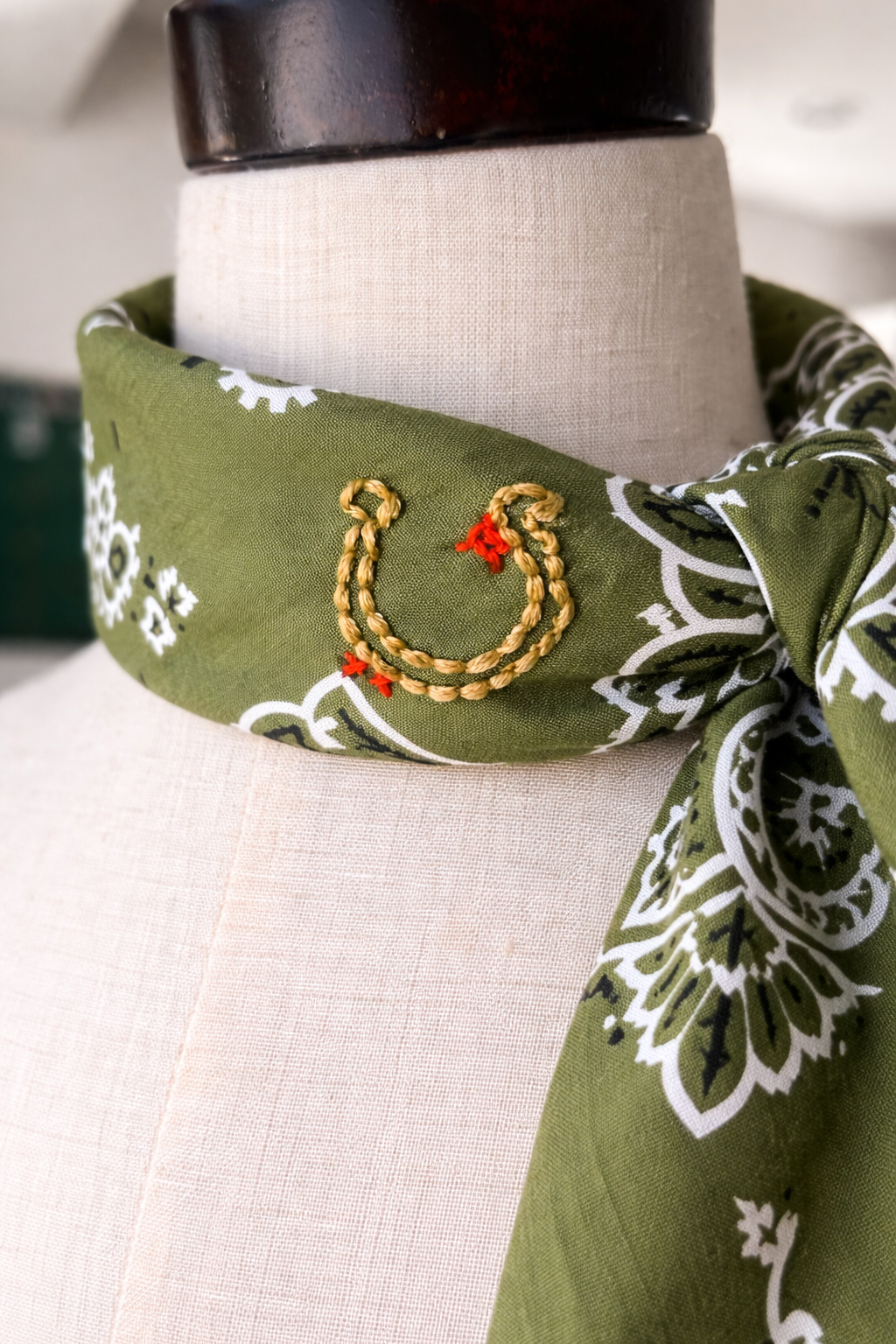 Hand Embroidered Horseshoe Wild Rag