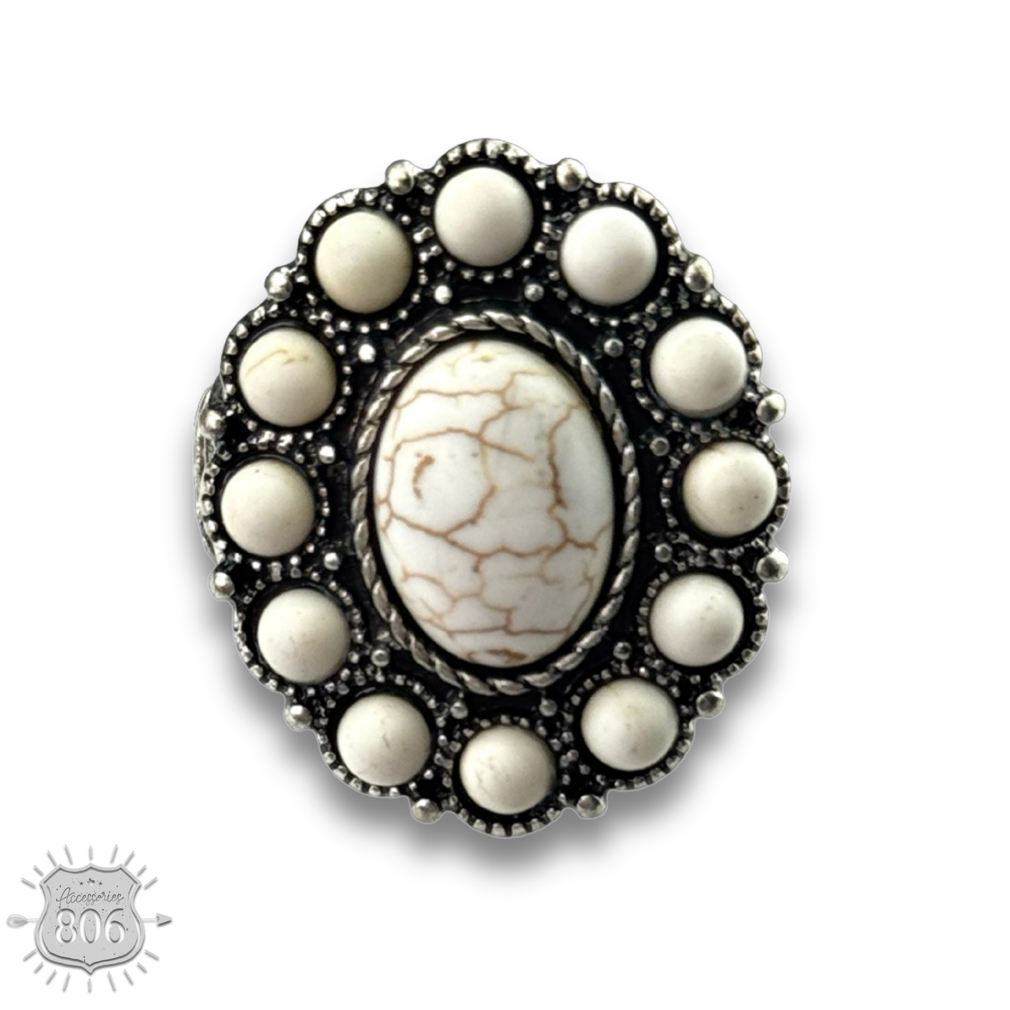 Oval stone stretch ring