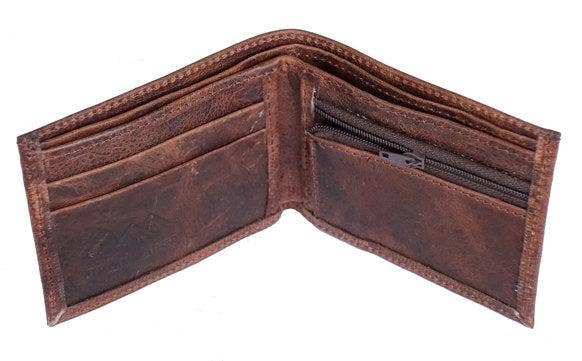 Suede Bifold Wallet: Caramel Brown