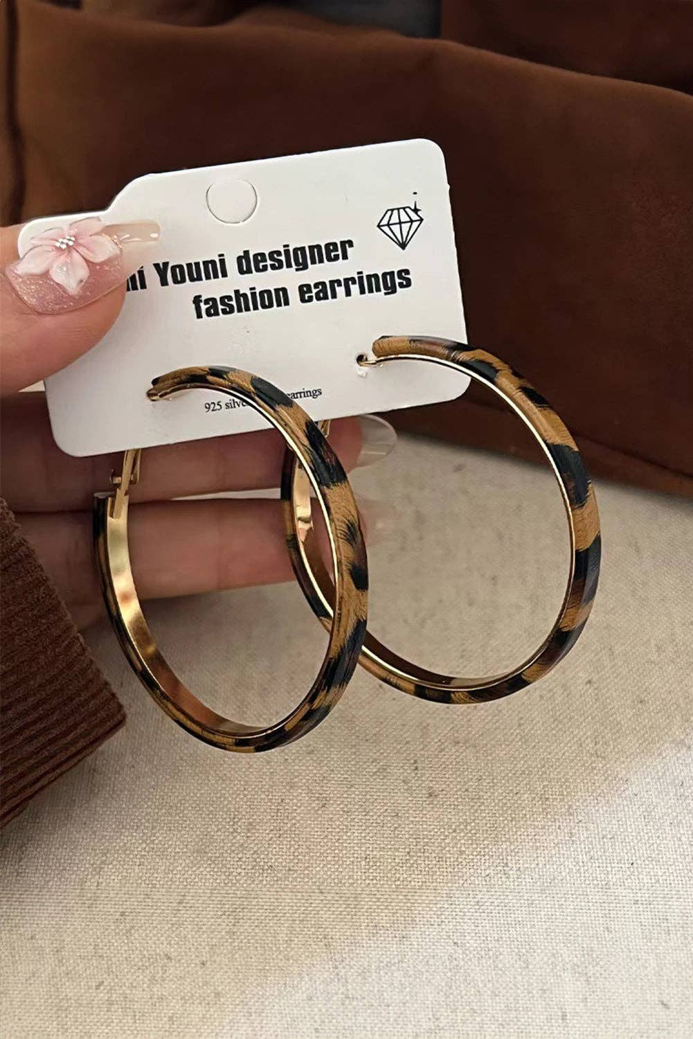Thai Curry Stainless Alloy Leopard Hoop Earrings