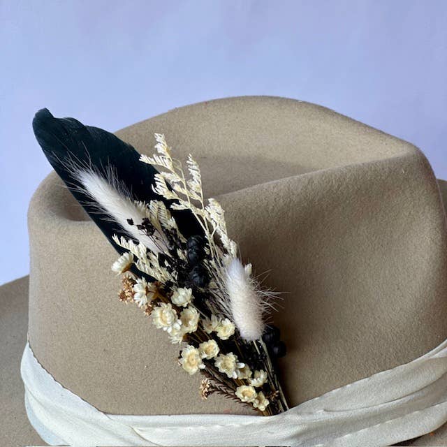 Floral & Feather Hat pin