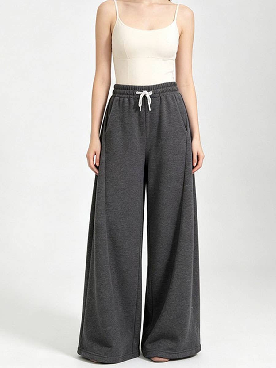 Drawstring wide-leg sweatpants