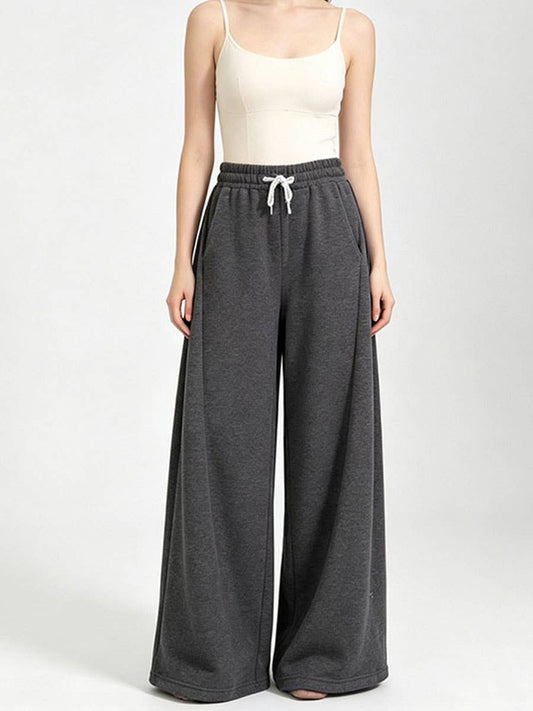 Drawstring wide-leg sweatpants