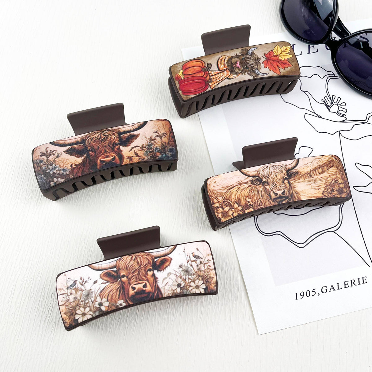 Highland Cow Hairclip: 4pcs-set