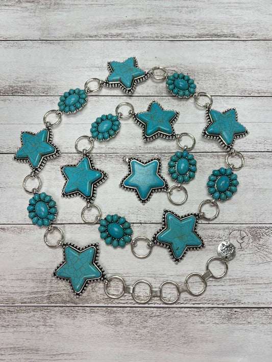 Turquoise Star Concho Belt, One Size