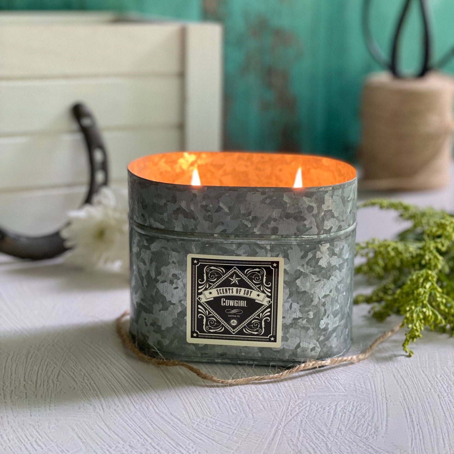 Cowgirl Galvanized Tin Soy Candle