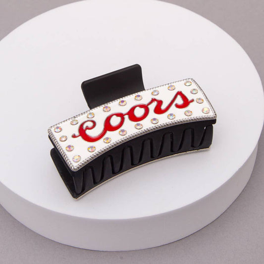 Western Coors Logo Hair Claw Clip: White