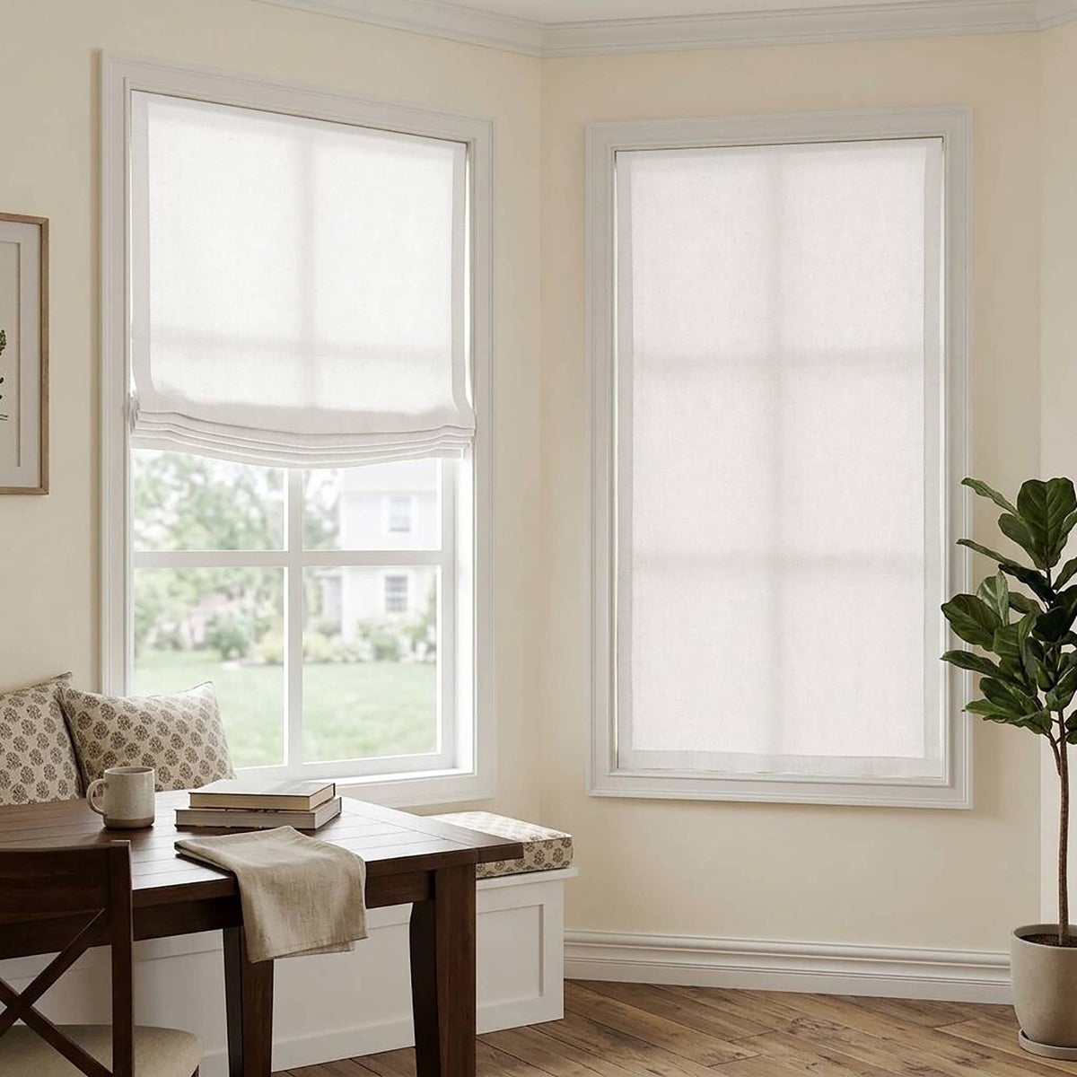 Linen Relaxed Roman Shade : Natural / 48"W x 64"L