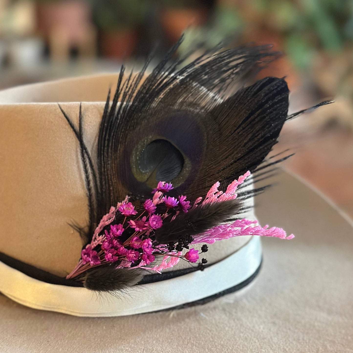 Floral & Feather Hat pin
