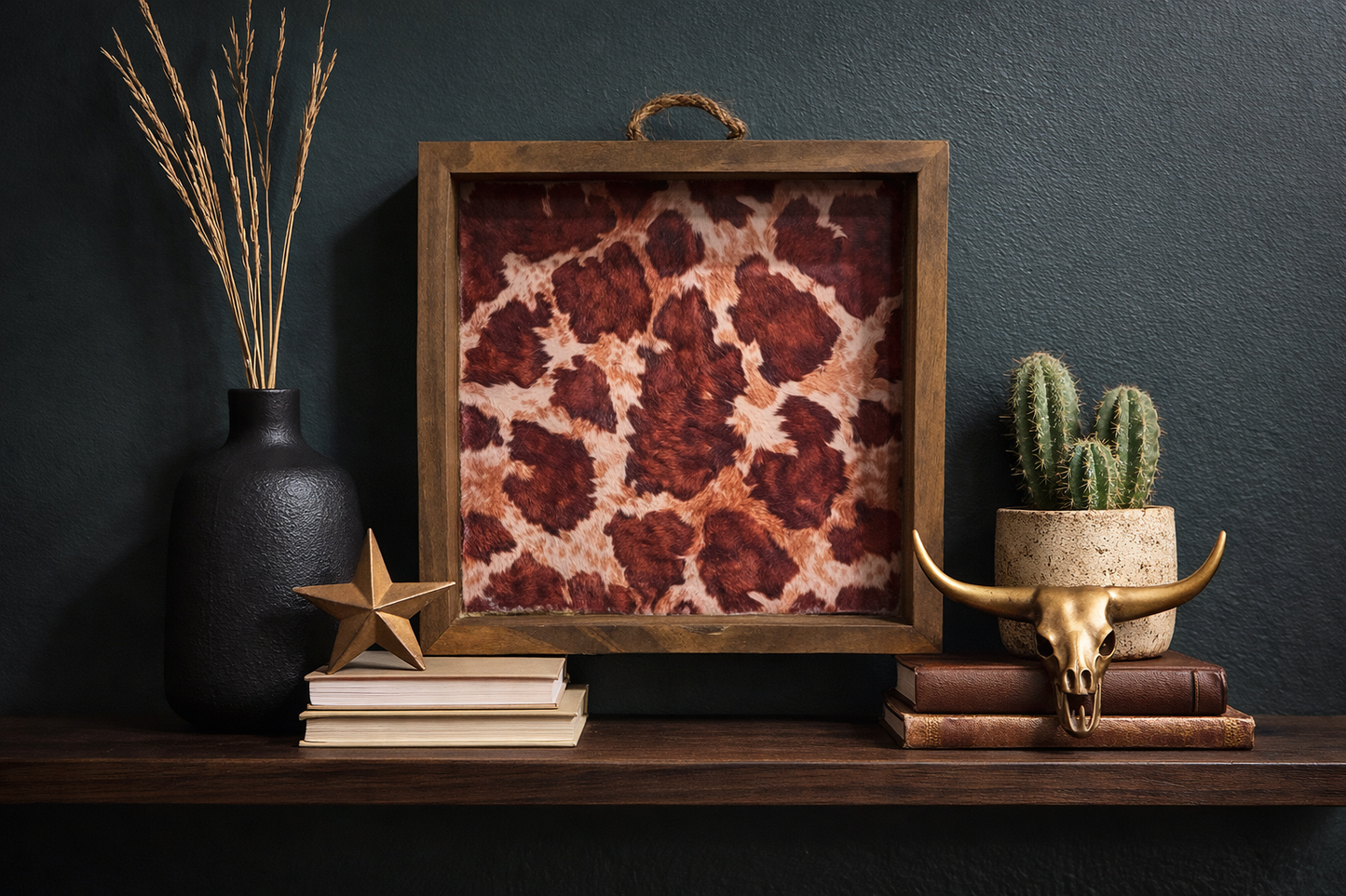 Cowhide 8x8 Box Framed Art